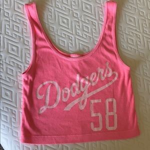 Pink dodgers crop tank